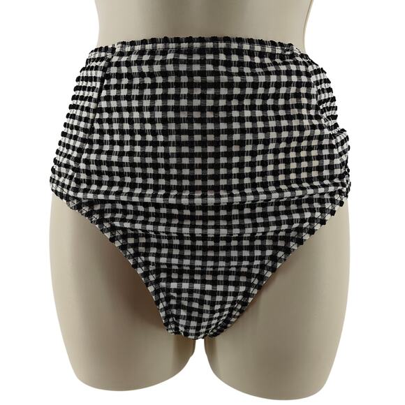 Forever 21 Black White Check Retro High Waist Bikini Set Ruffle Womens Xlarge - Picture 3 of 7
